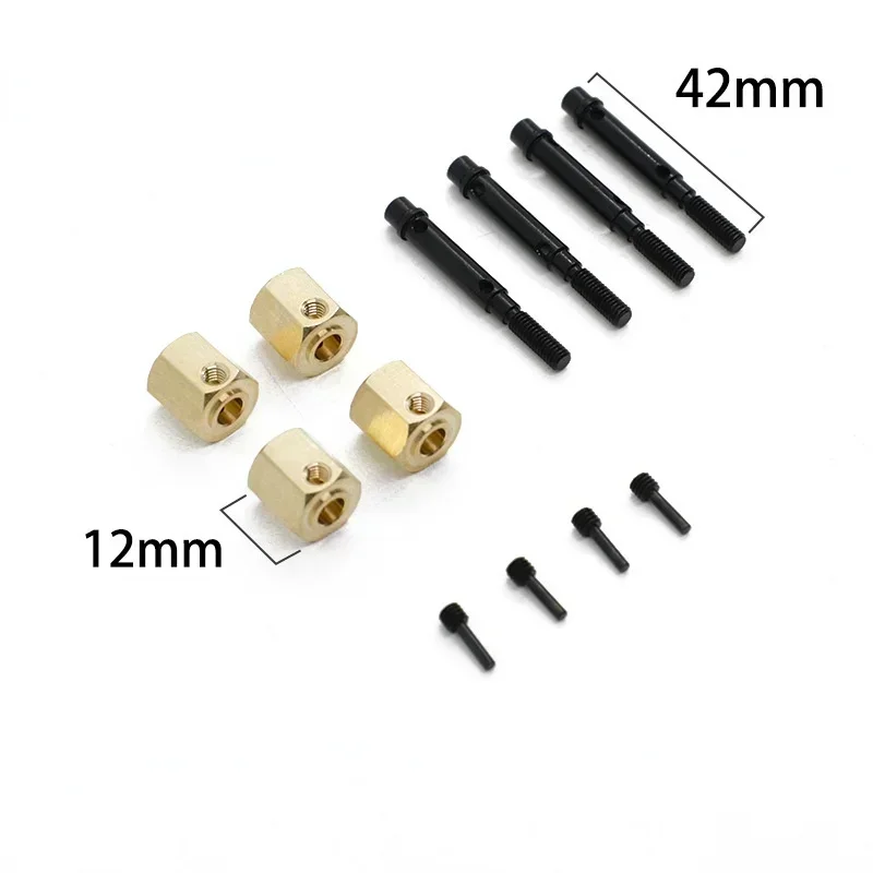 Wheel Hex Adapter - 4 STUKS Messing 12mm Wiel Hex