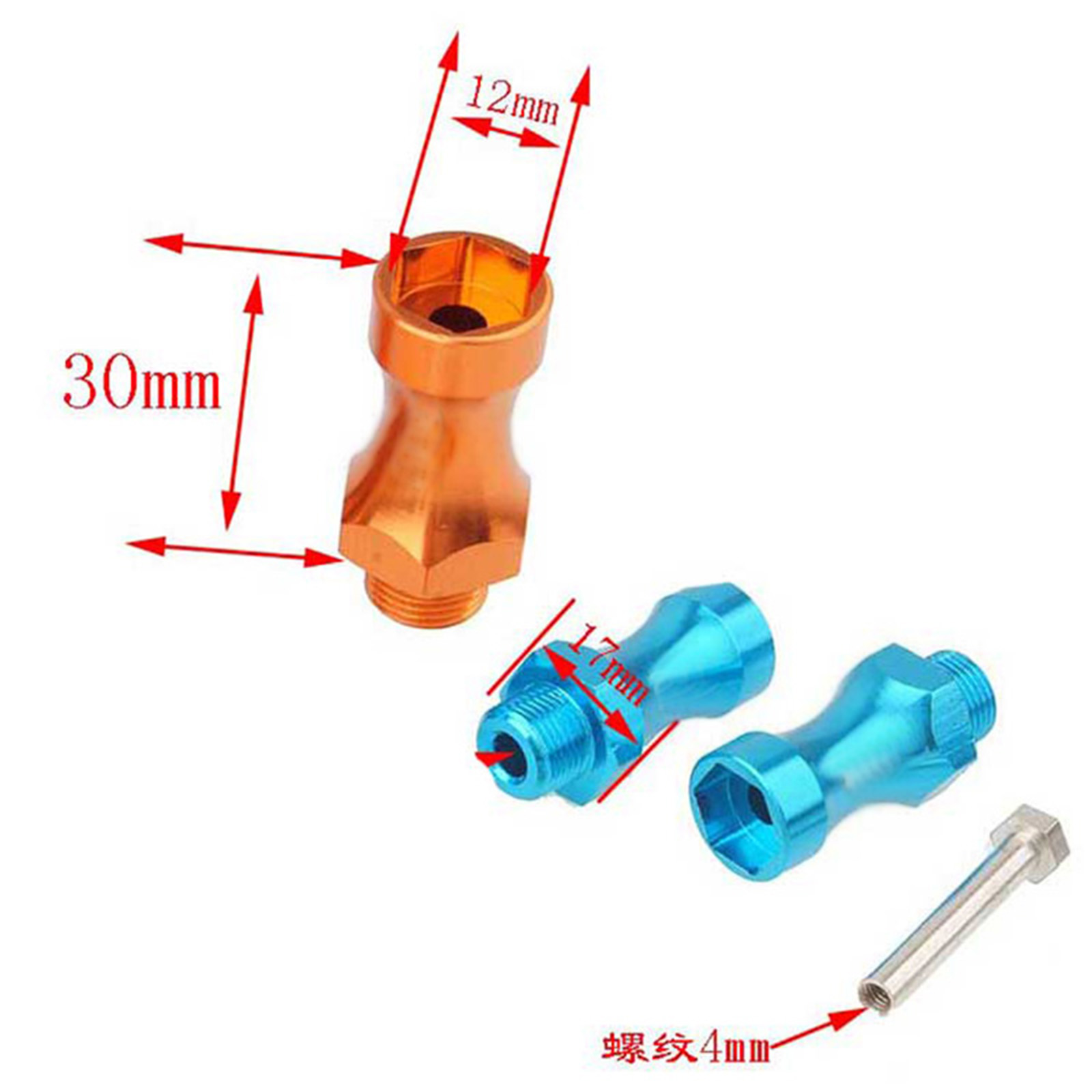 4 stuks Wiel Hex 12mm Turn 17m - Wheel Hex Adapter recensie en prijs
