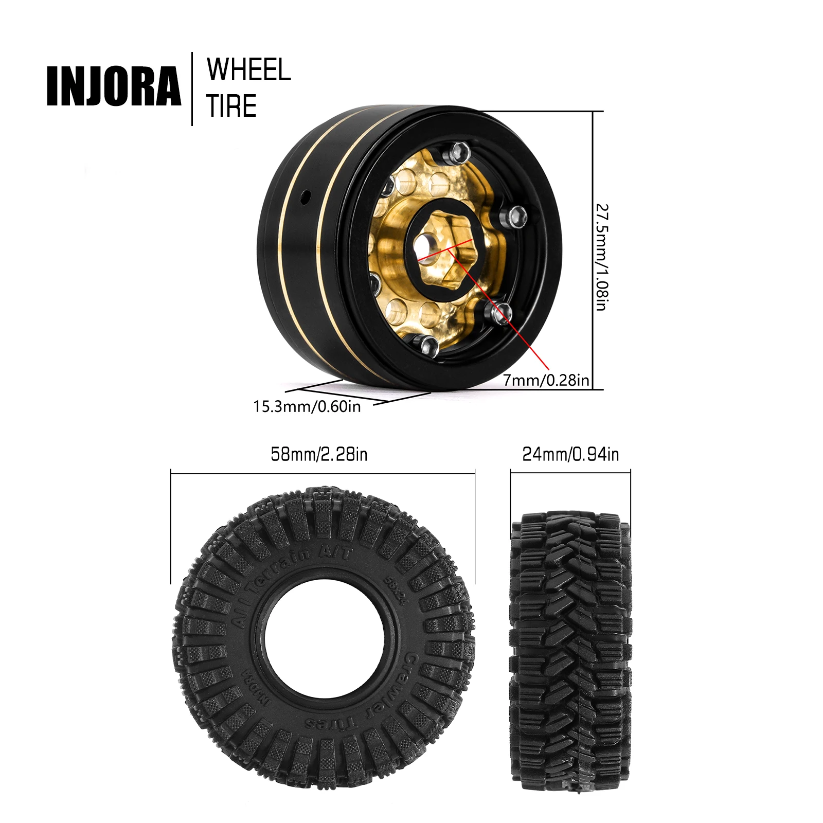 INJORA Zwarte Coating Messing  - Wheel Hex Adapter recensie en prijs